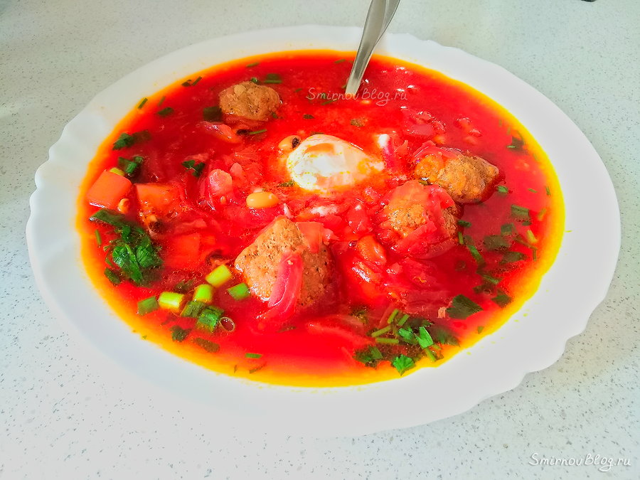 Борщ с фрикадельками. Рецепт