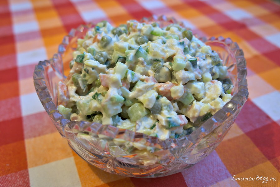 Рецепт салата оливье с мясом курицы