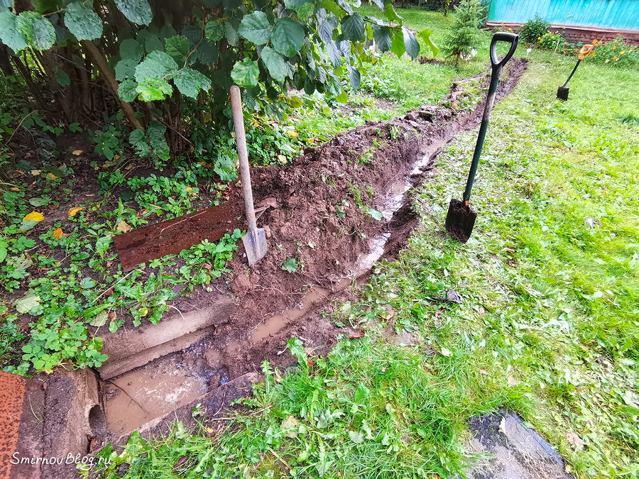 Временный водоотвод из места прорыва трубы в ливневку Временный водоотвод из места прорыва трубы в ливневку